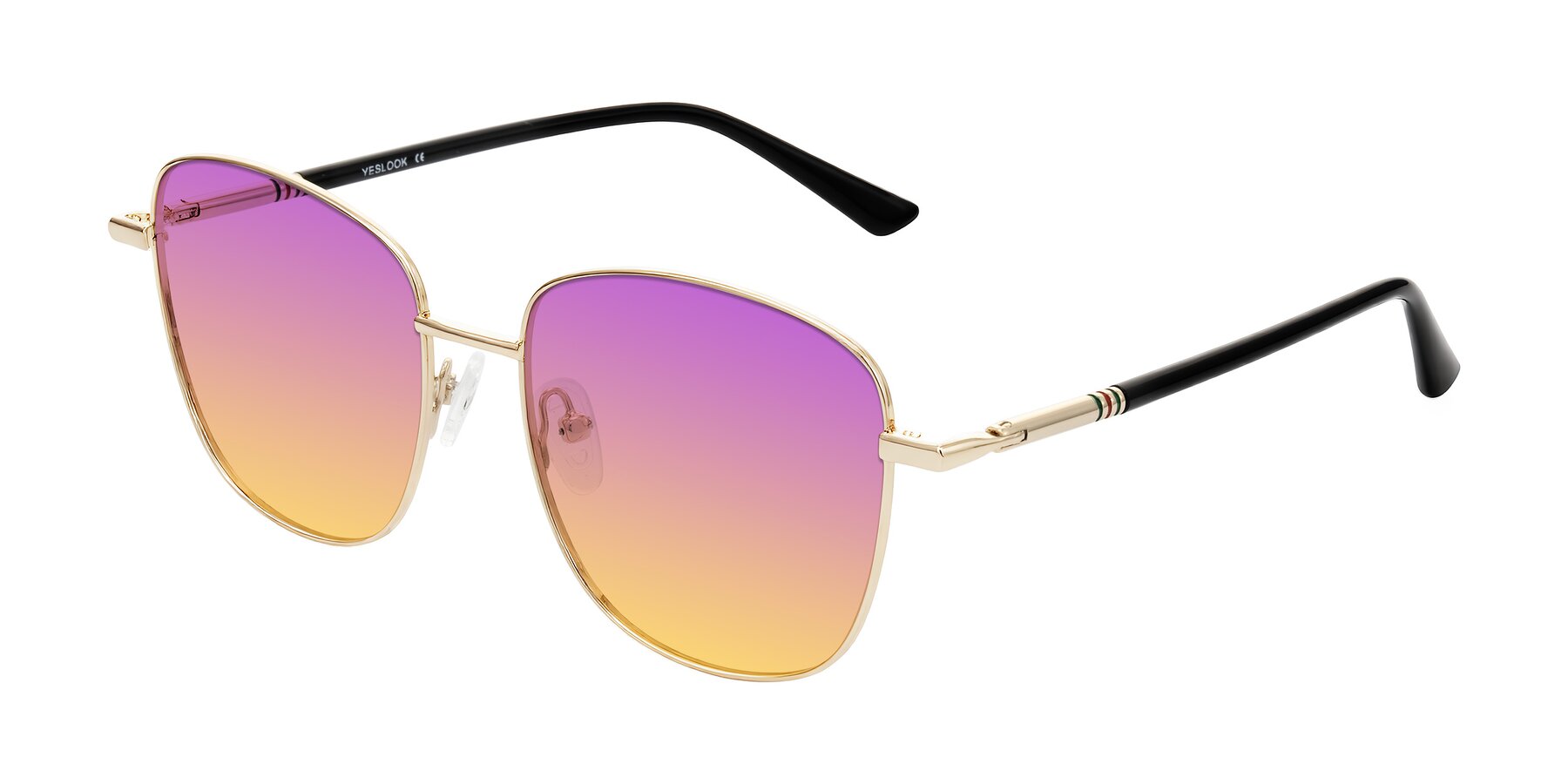 Angle of Love in Light Gold with Purple / Yellow Gradient Lenses
