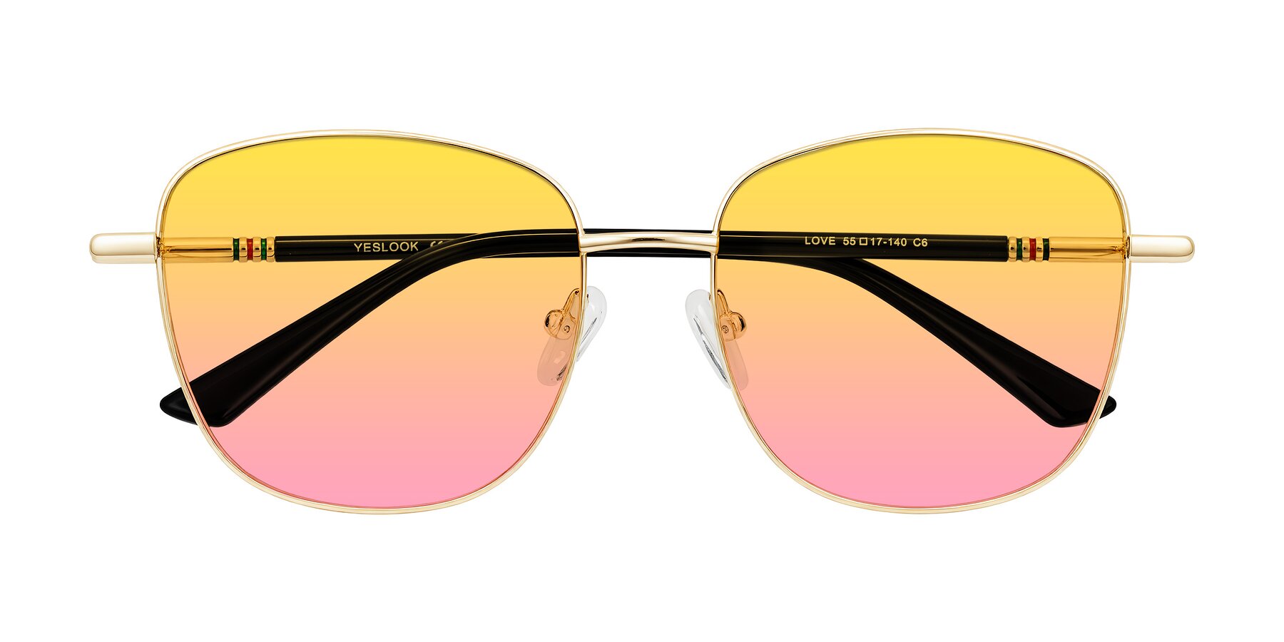 Folded Front of Love in Light Gold with Yellow / Pink Gradient Lenses