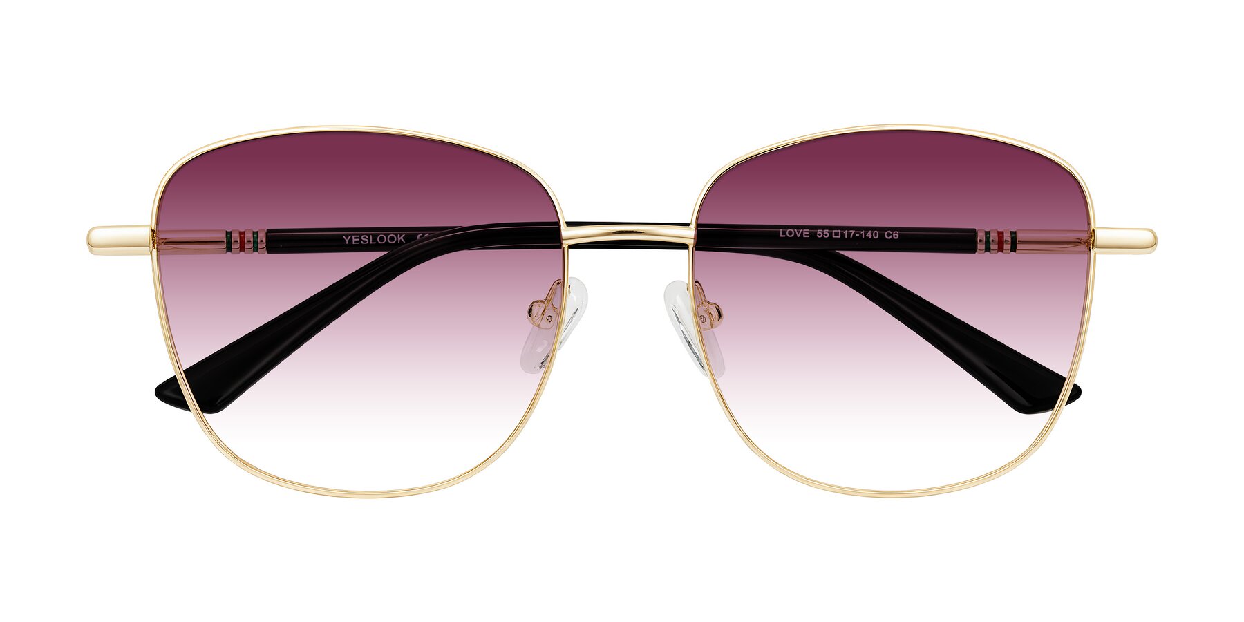 Folded Front of Love in Light Gold with Wine Gradient Lenses