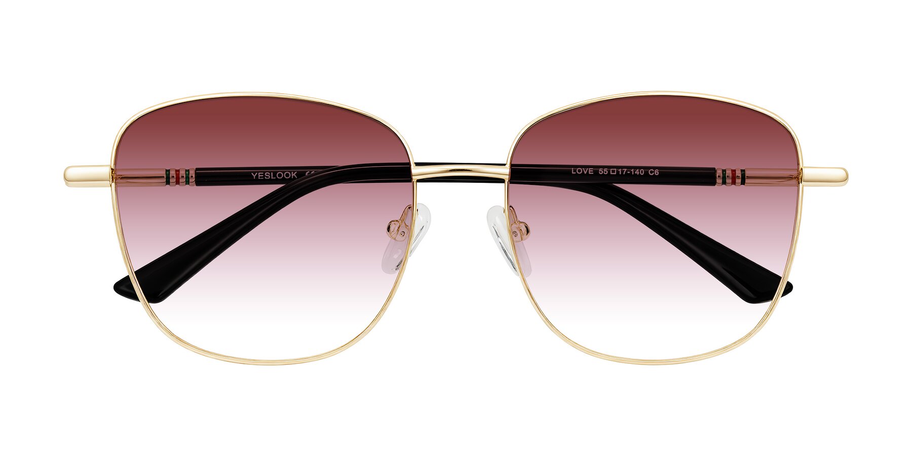 Folded Front of Love in Light Gold with Garnet Gradient Lenses