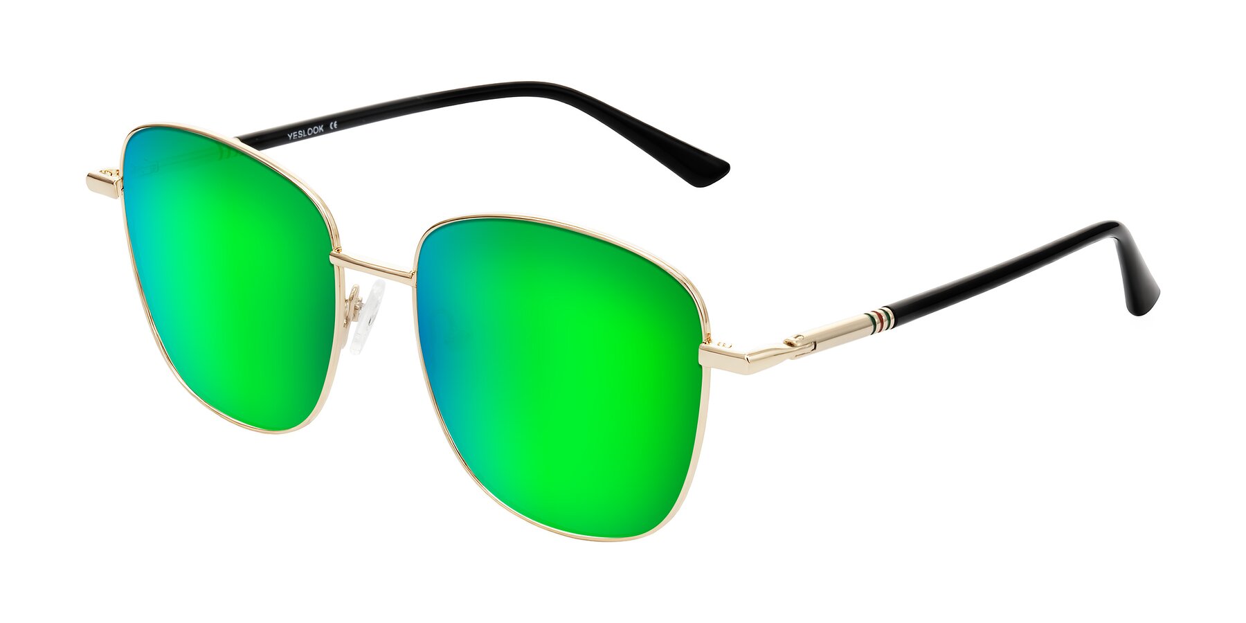 Angle of Love in Light Gold with Green Mirrored Lenses