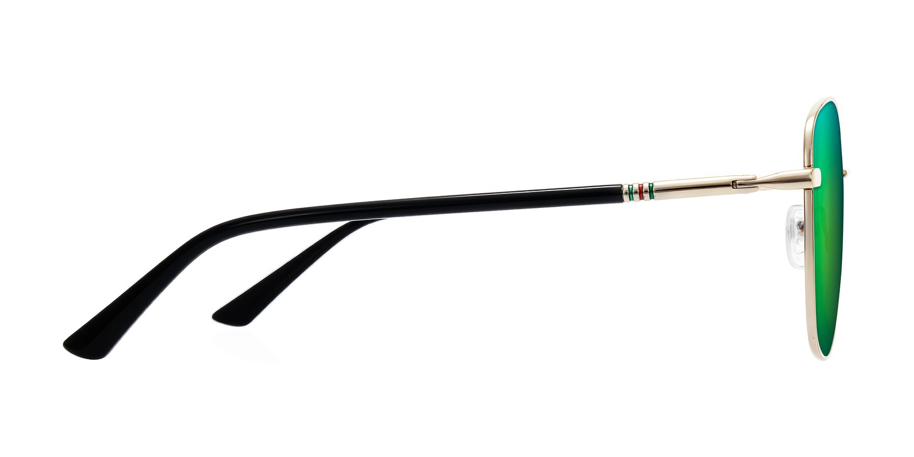 Side of Love in Light Gold with Green Mirrored Lenses