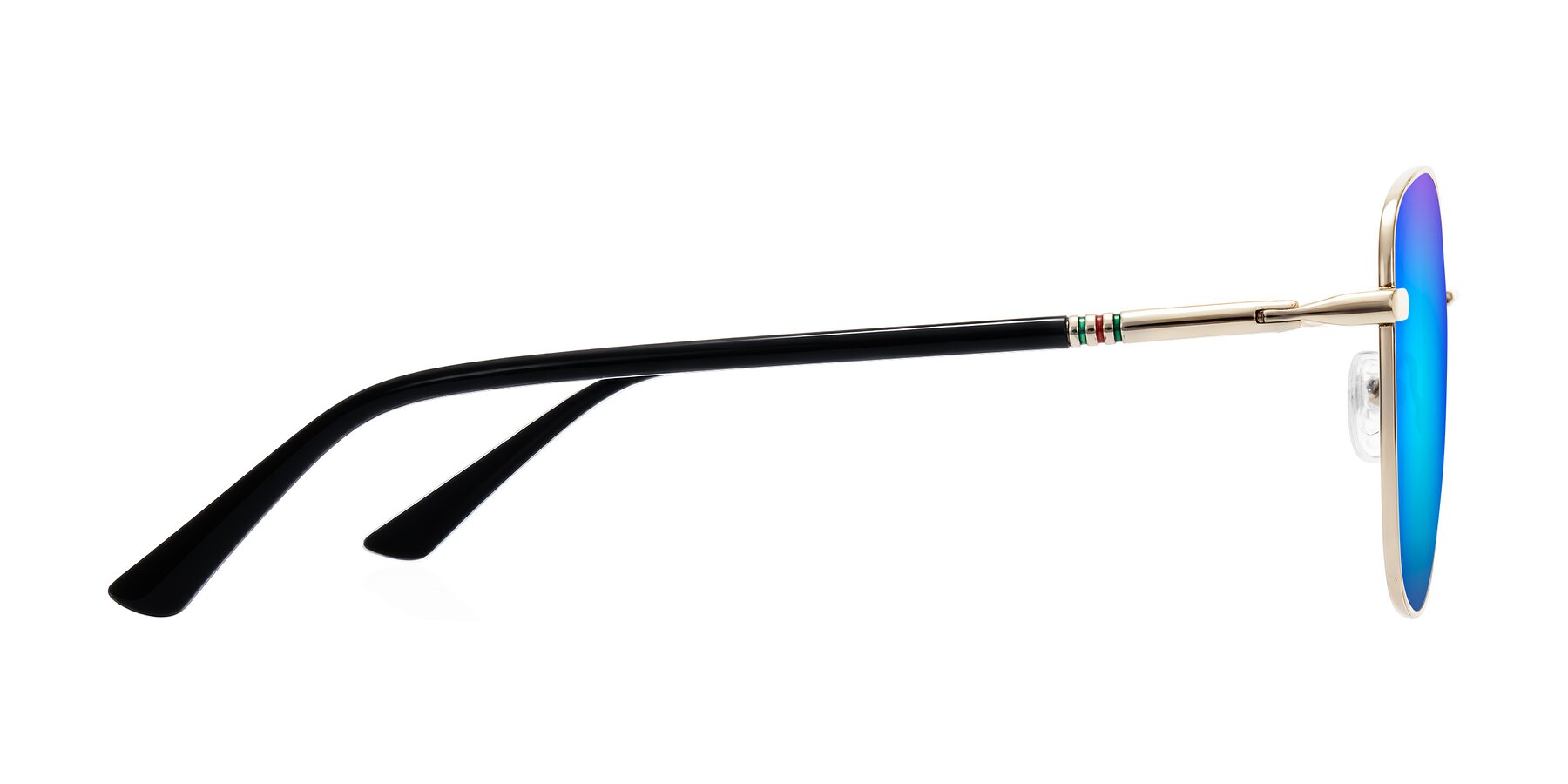 Side of Love in Light Gold with Blue Mirrored Lenses