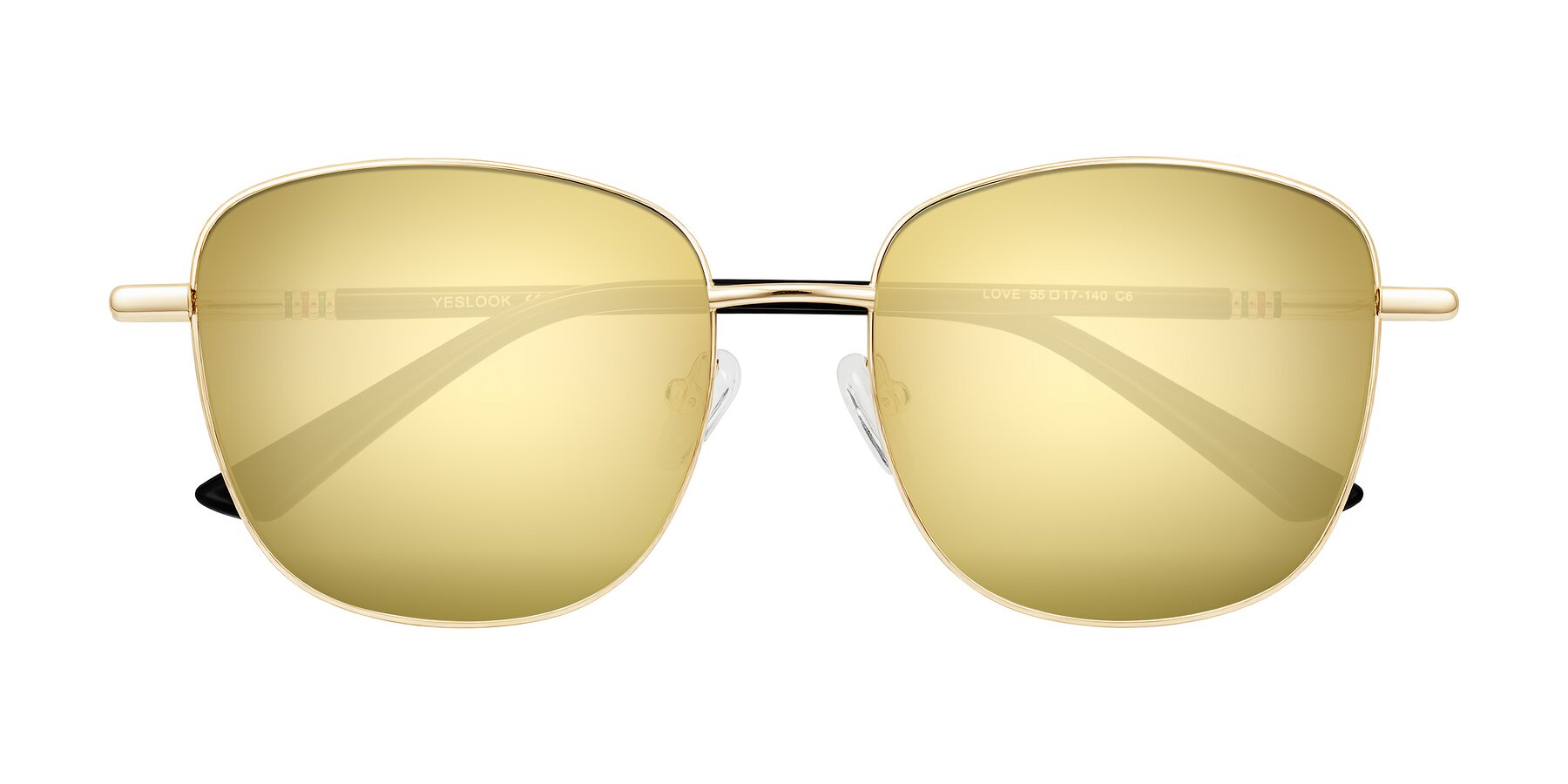 Folded Front of Love in Light Gold with Gold Mirrored Lenses