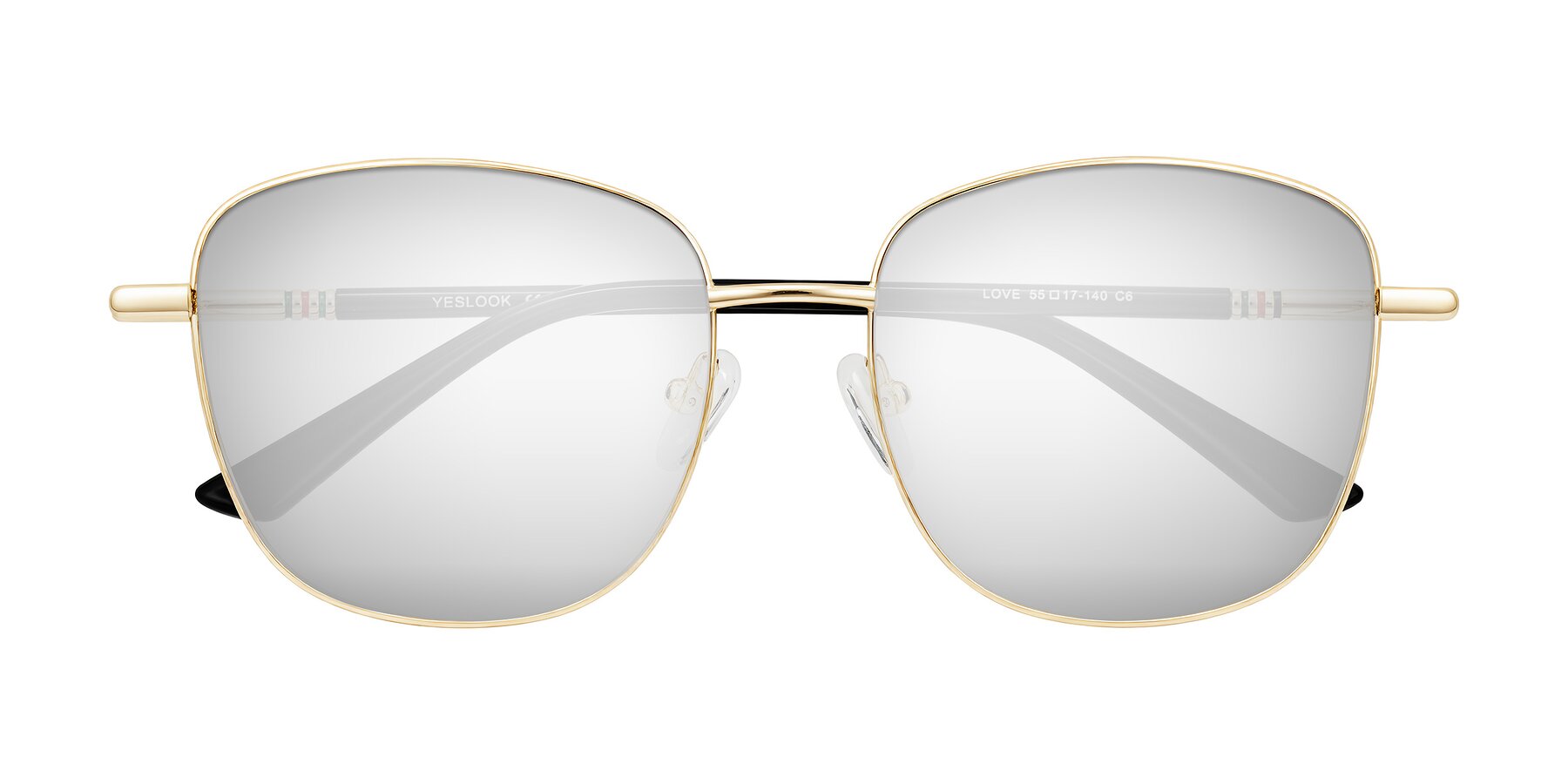 Folded Front of Love in Light Gold with Silver Mirrored Lenses