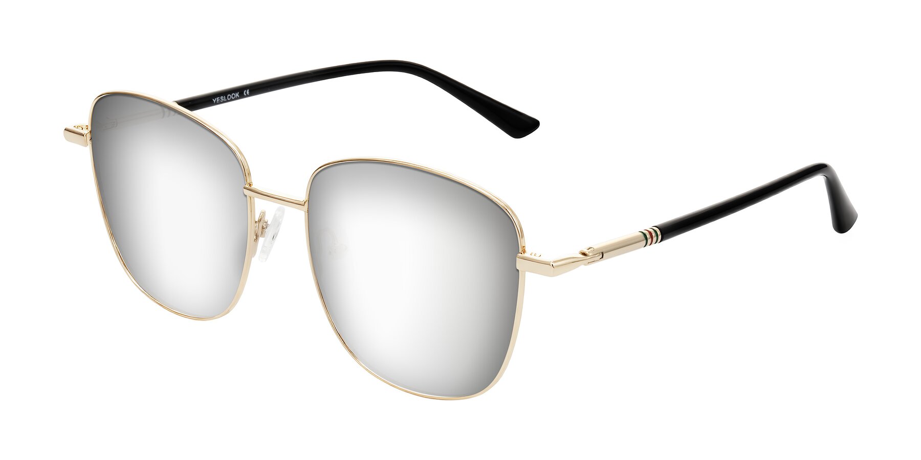 Angle of Love in Light Gold with Silver Mirrored Lenses