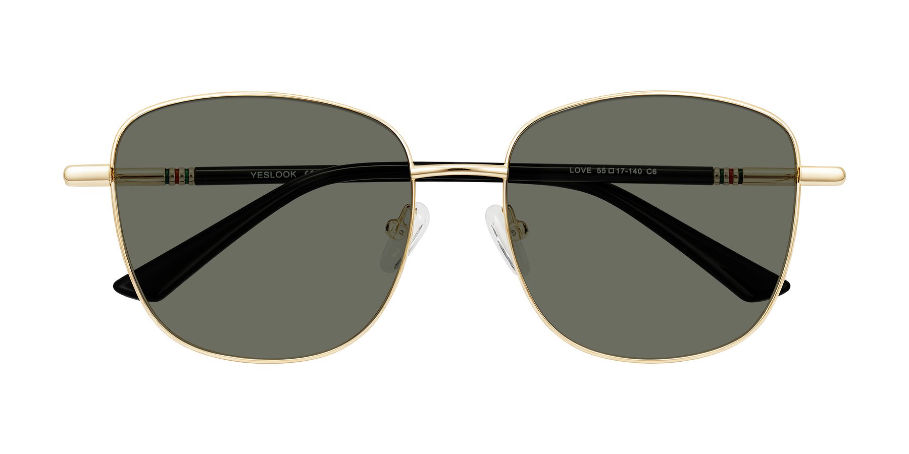 Folded Front of Love in Light Gold with Gray Polarized Lenses