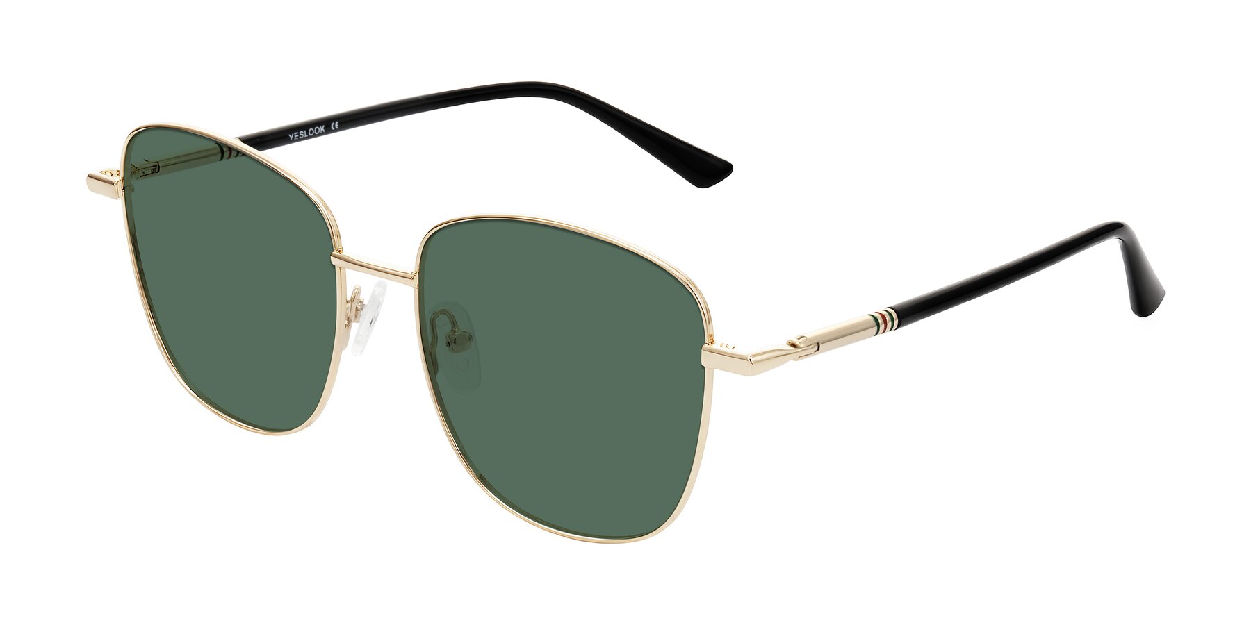 Angle of Love in Light Gold with Green Polarized Lenses