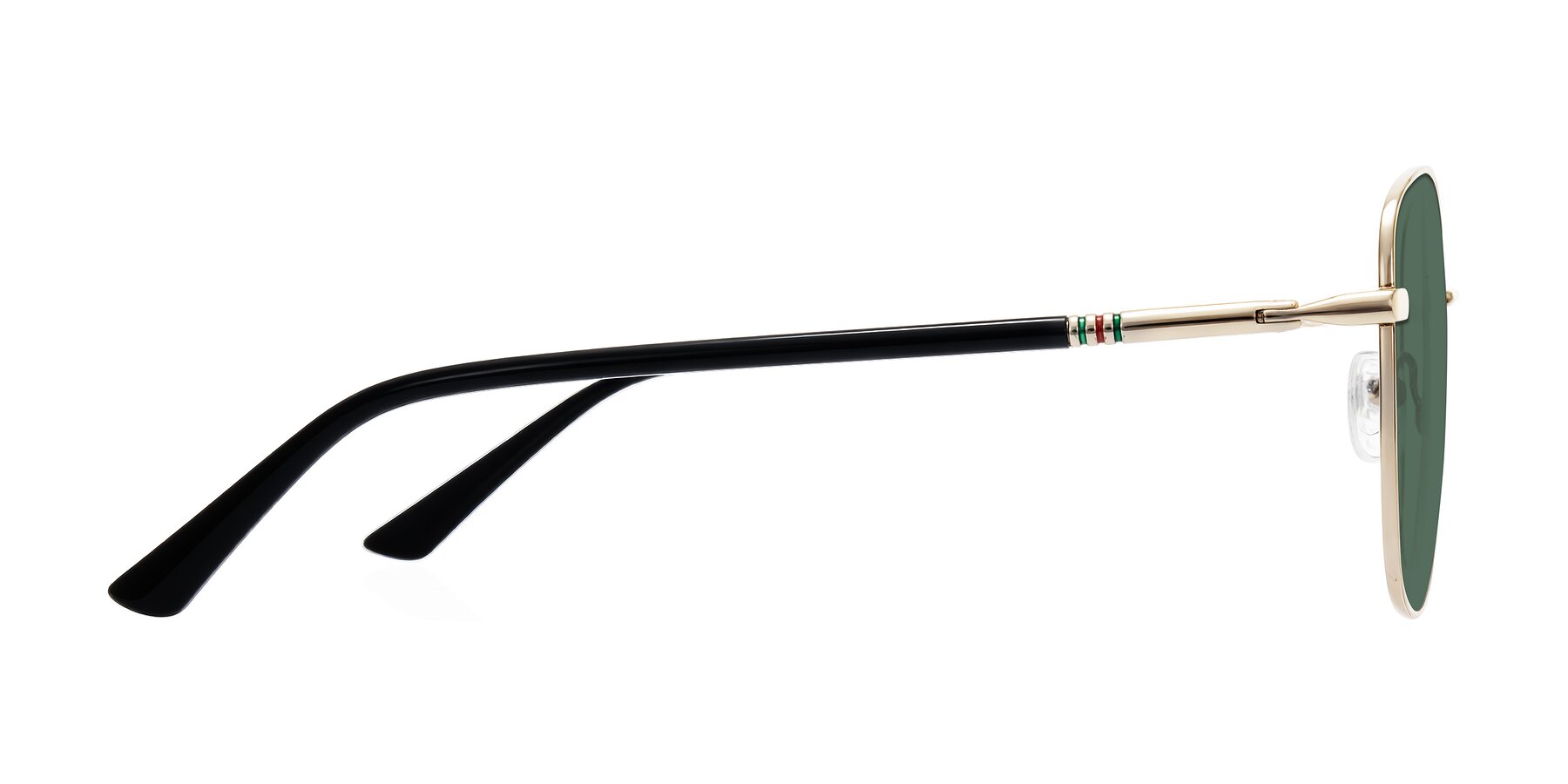 Side of Love in Light Gold with Green Polarized Lenses