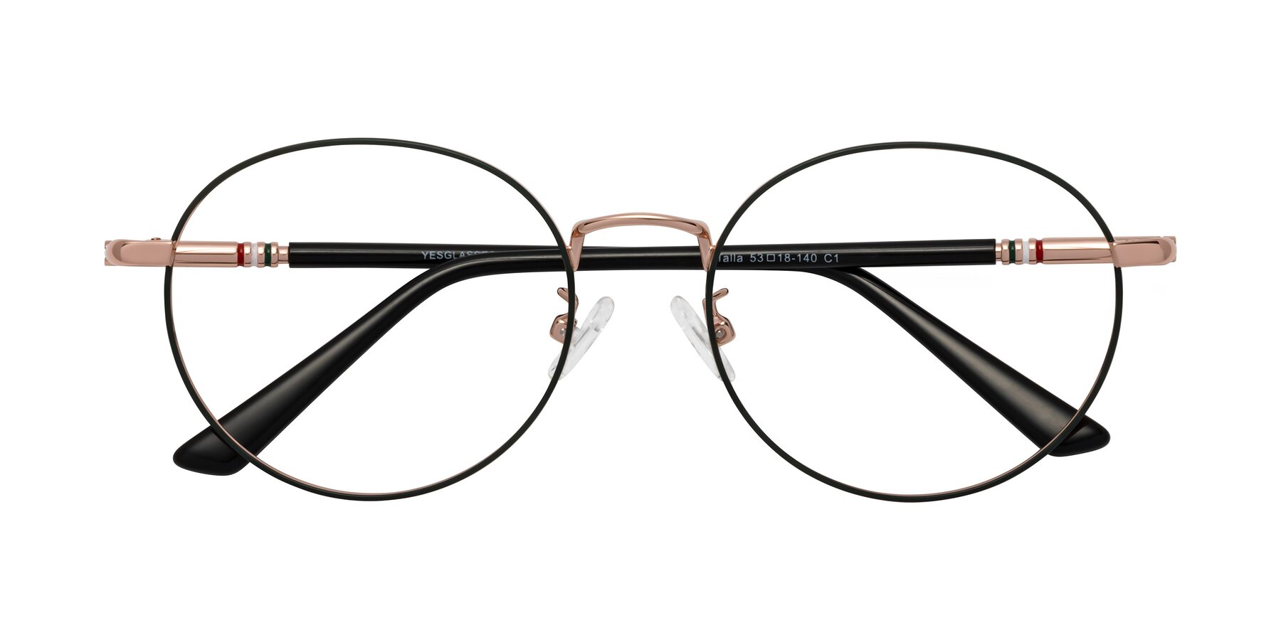 Folded Front of Talla in Charcoal Green-Rose Gold with Clear Blue Light Blocking Lenses