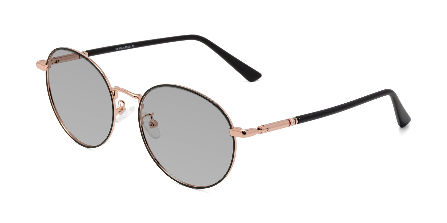 Angle of Talla in Charcoal Green-Rose Gold with Light Gray Tinted Lenses