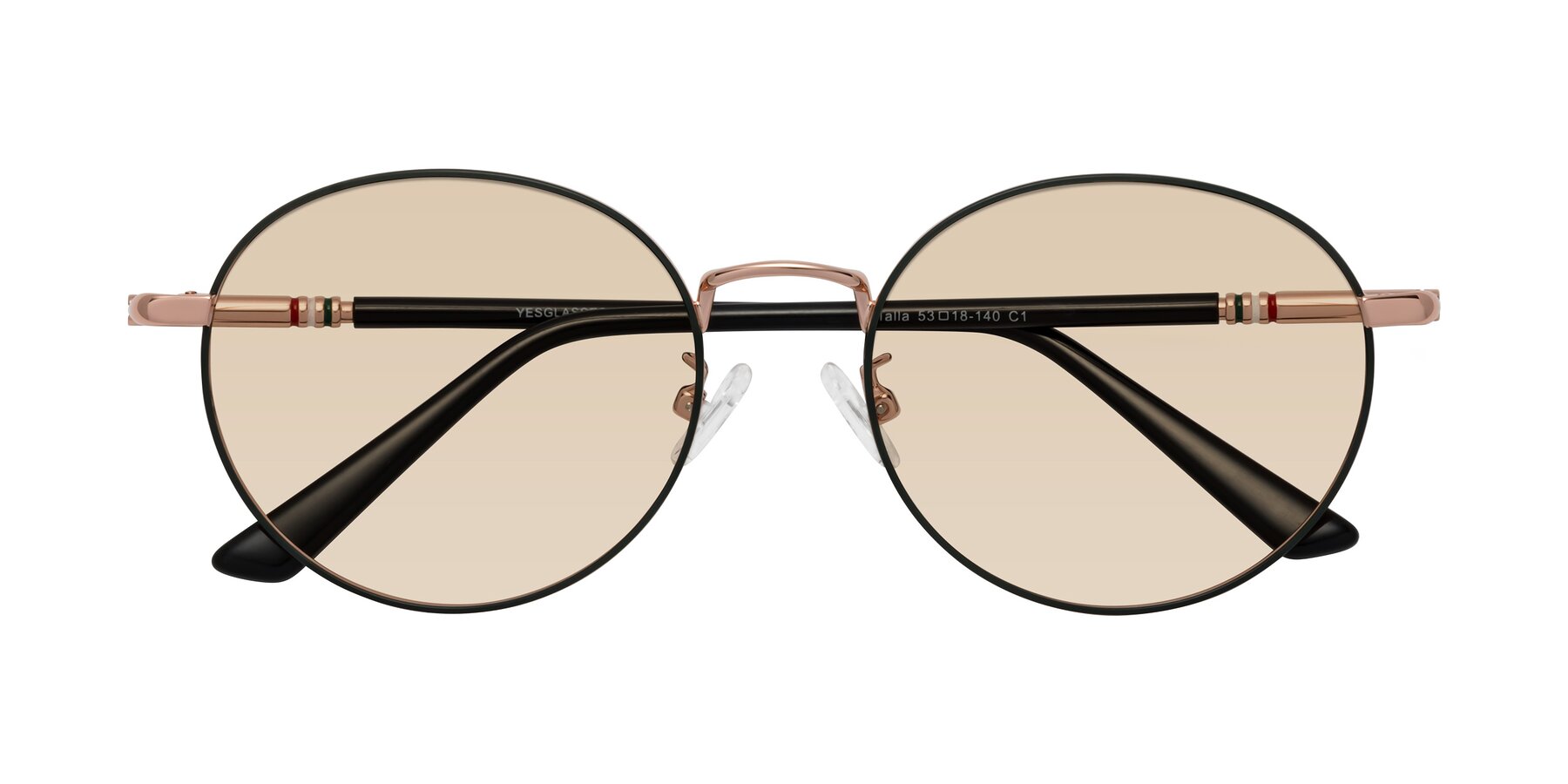 Folded Front of Talla in Charcoal Green-Rose Gold with Light Brown Tinted Lenses