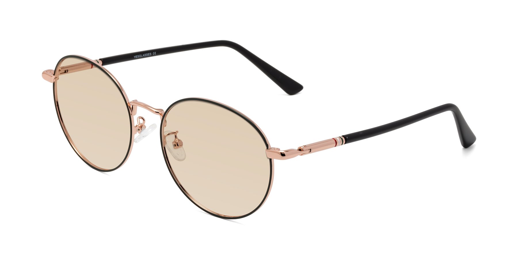 Angle of Talla in Charcoal Green-Rose Gold with Light Brown Tinted Lenses