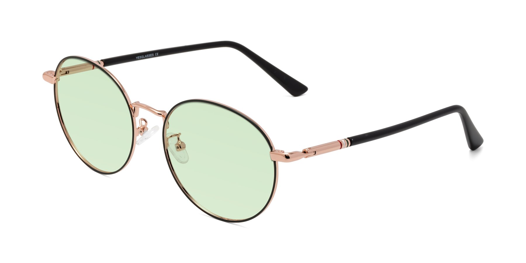 Angle of Talla in Charcoal Green-Rose Gold with Light Green Tinted Lenses