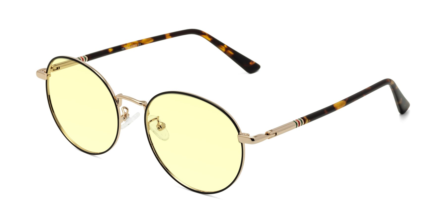 Angle of Talla in Charcoal Green-Rose Gold with Light Yellow Tinted Lenses