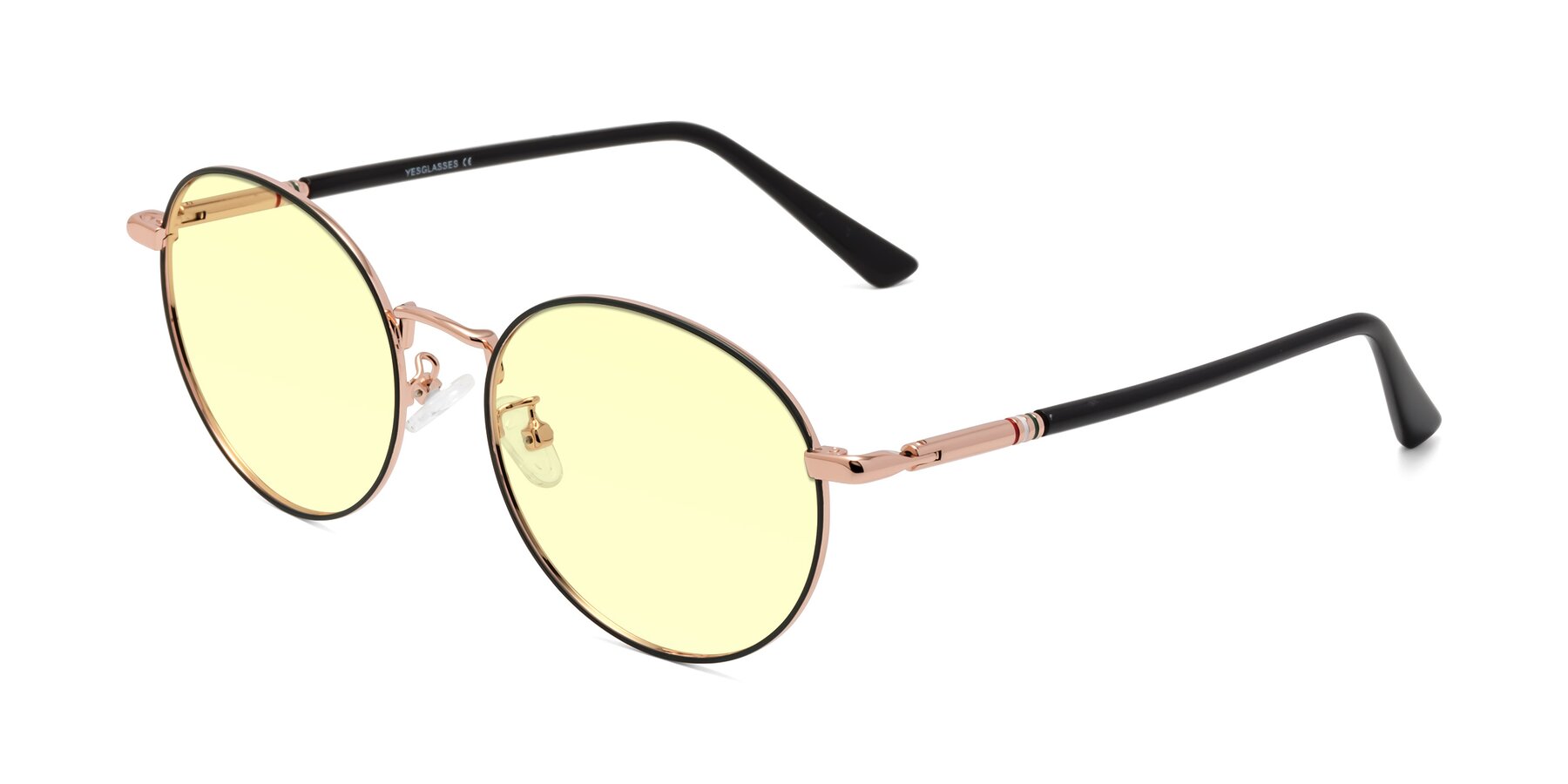 Angle of Talla in Charcoal Green-Rose Gold with Light Yellow Tinted Lenses