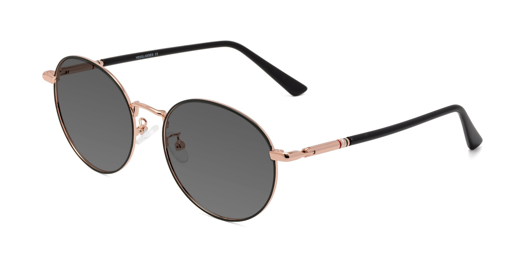 Angle of Talla in Charcoal Green-Rose Gold with Medium Gray Tinted Lenses