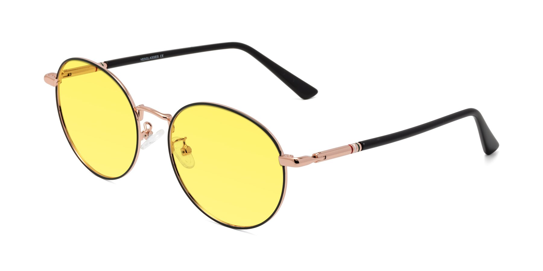 Angle of Talla in Charcoal Green-Rose Gold with Medium Yellow Tinted Lenses