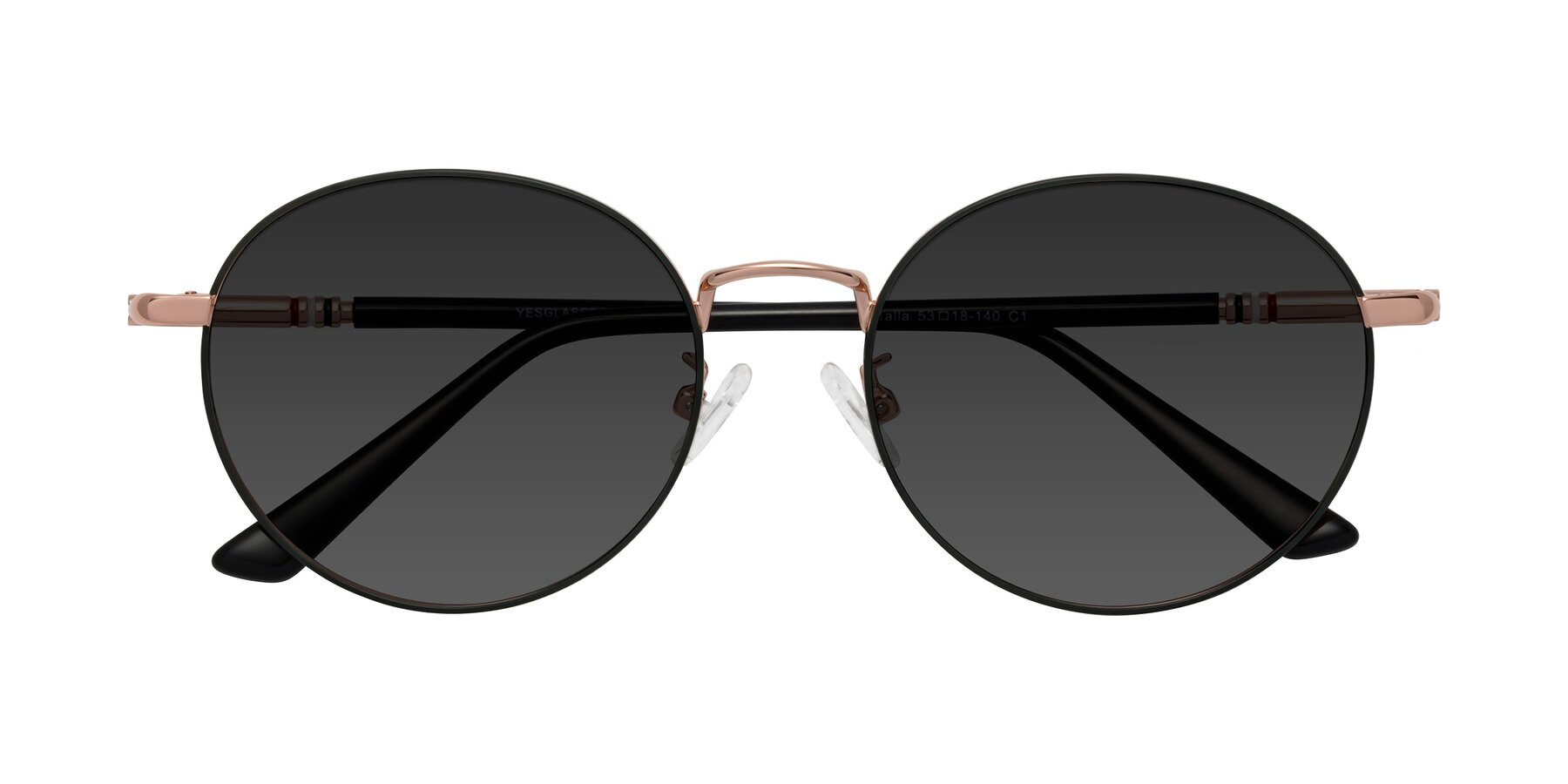 Folded Front of Talla in Charcoal Green-Rose Gold with Gray Tinted Lenses