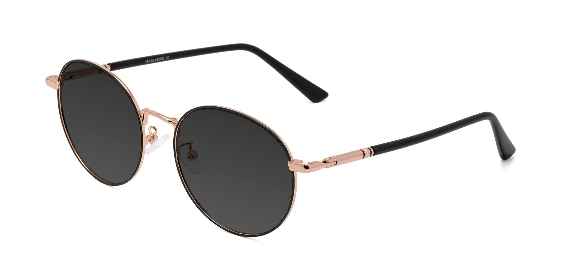 Angle of Talla in Charcoal Green-Rose Gold with Gray Tinted Lenses