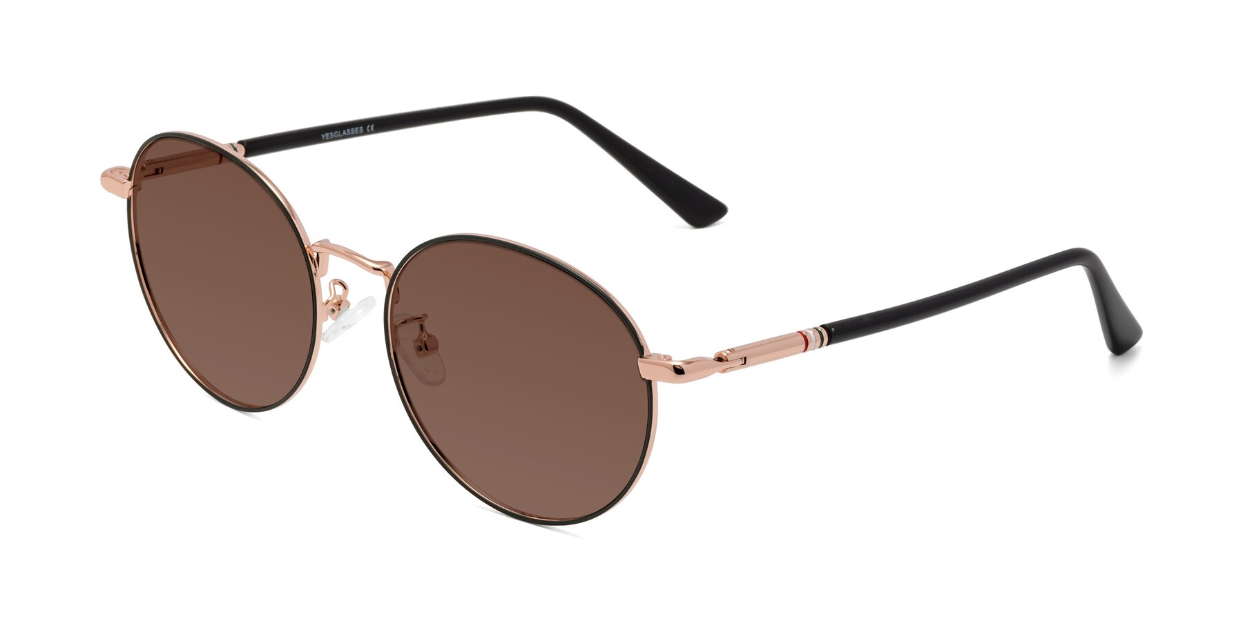 Angle of Talla in Charcoal Green-Rose Gold with Brown Tinted Lenses