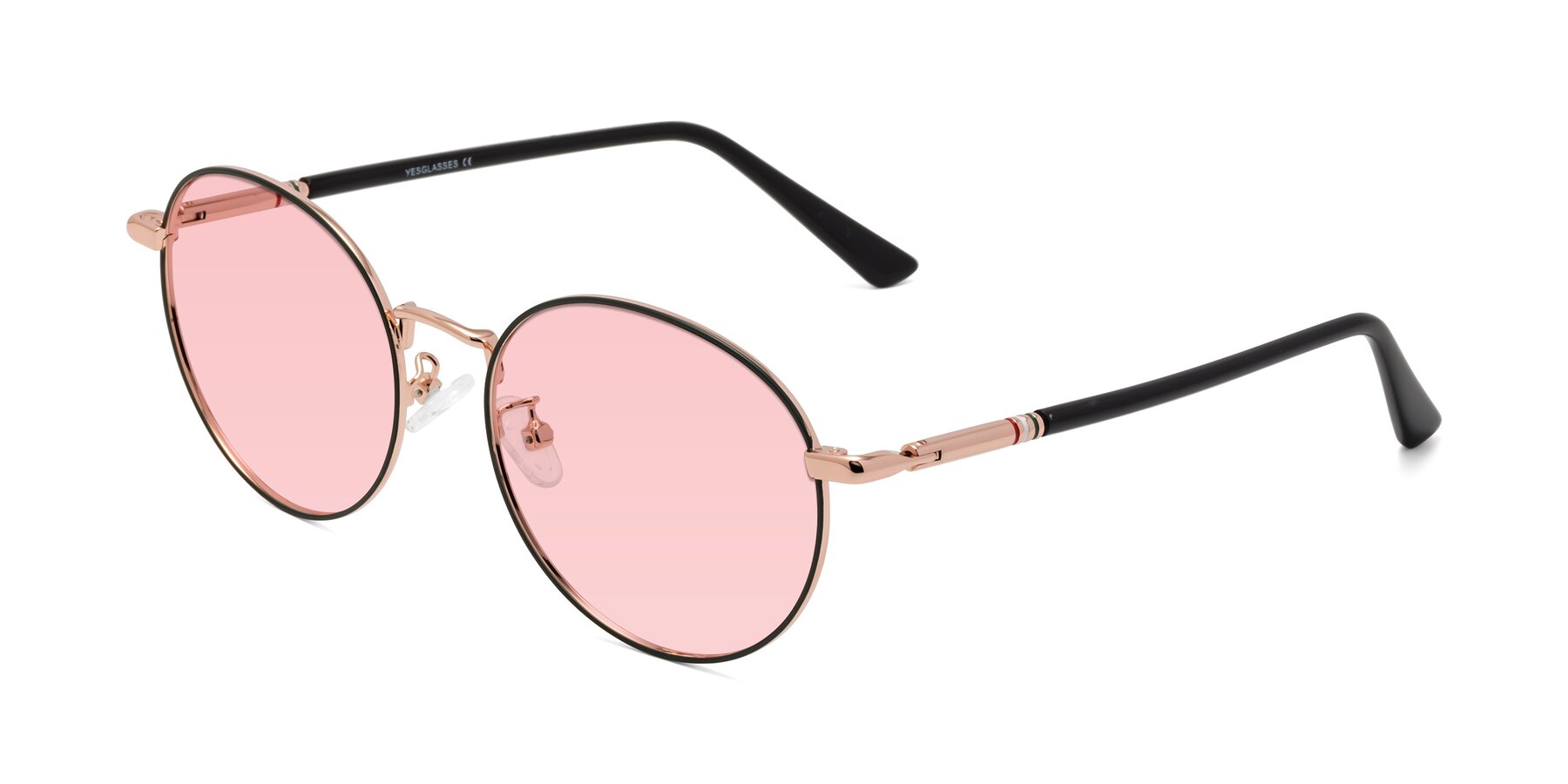 Angle of Talla in Charcoal Green-Rose Gold with Light Garnet Tinted Lenses