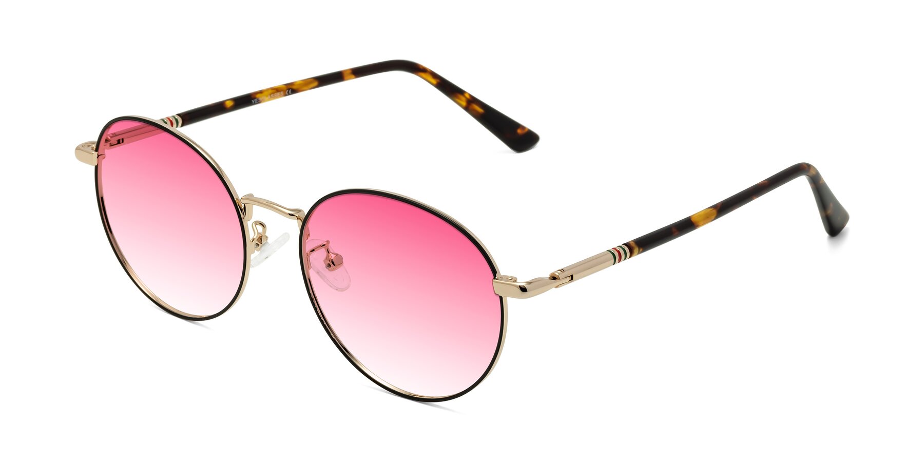 Angle of Talla in Charcoal Green-Rose Gold with Pink Gradient Lenses