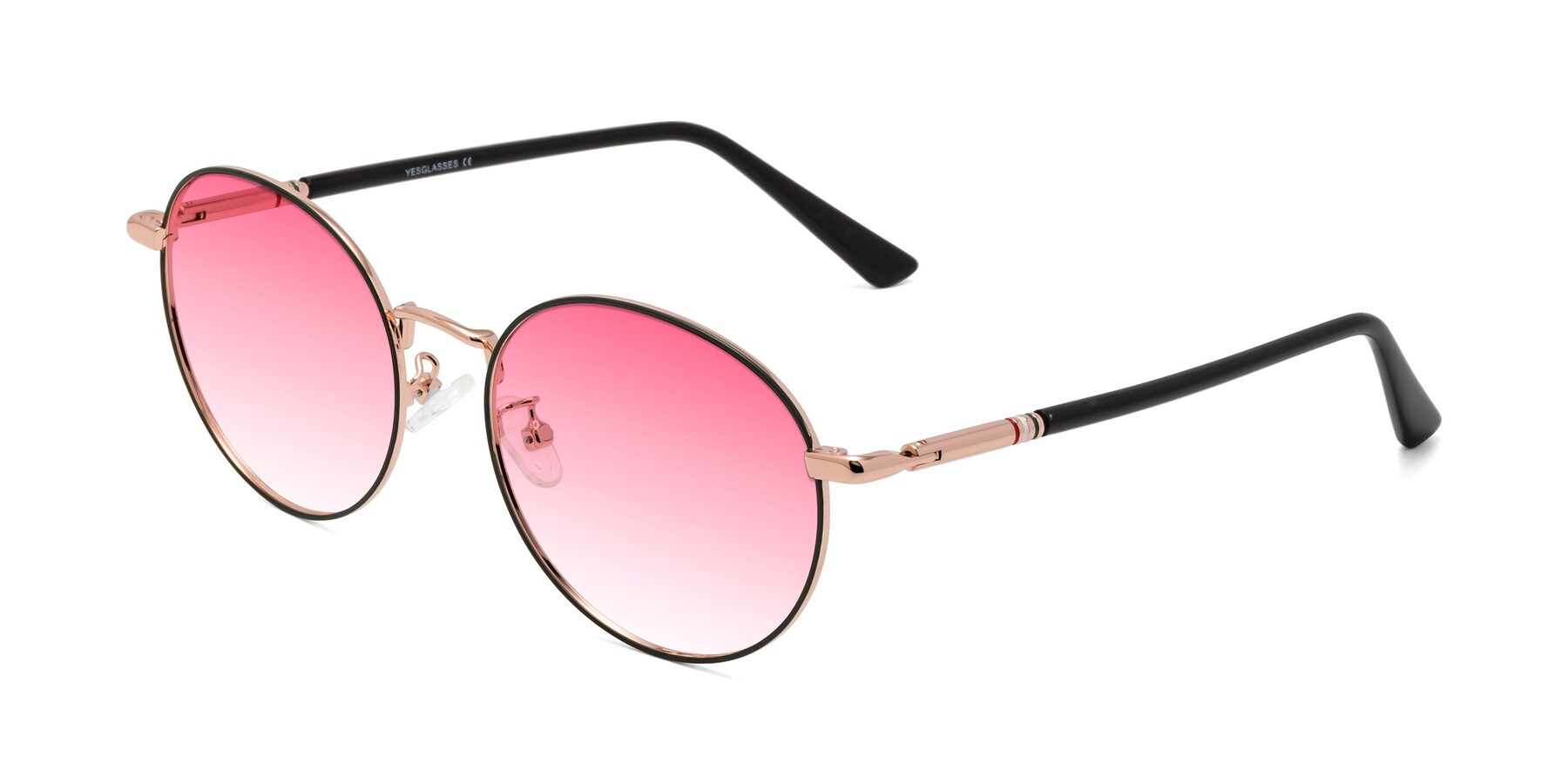 Angle of Talla in Charcoal Green-Rose Gold with Pink Gradient Lenses