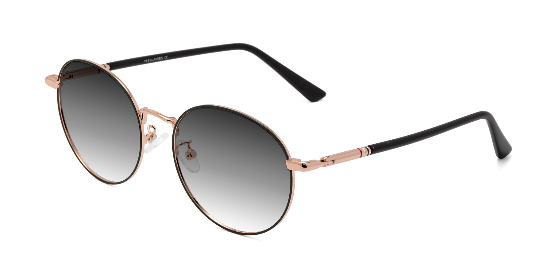 Angle of Talla in Charcoal Green-Rose Gold with Gray Gradient Lenses