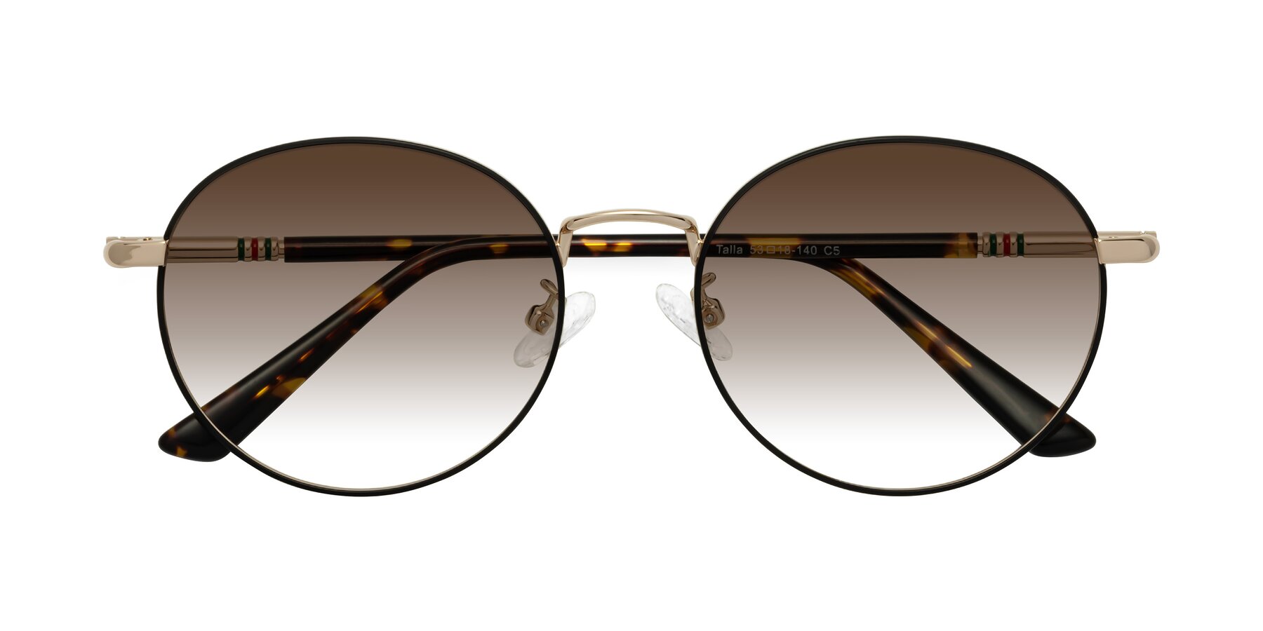 Folded Front of Talla in Charcoal Green-Rose Gold with Brown Gradient Lenses