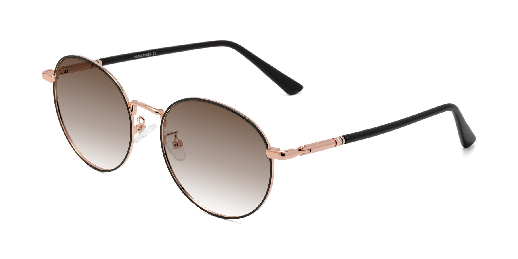 Angle of Talla in Charcoal Green-Rose Gold with Brown Gradient Lenses