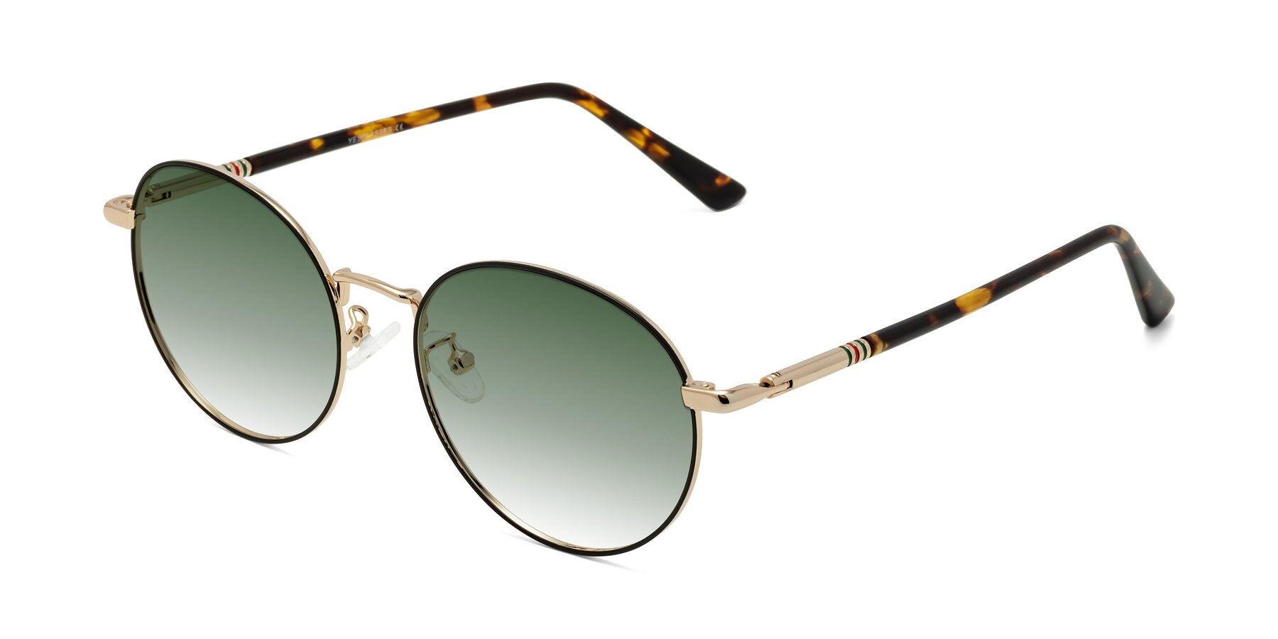 Angle of Talla in Charcoal Green-Rose Gold with Green Gradient Lenses