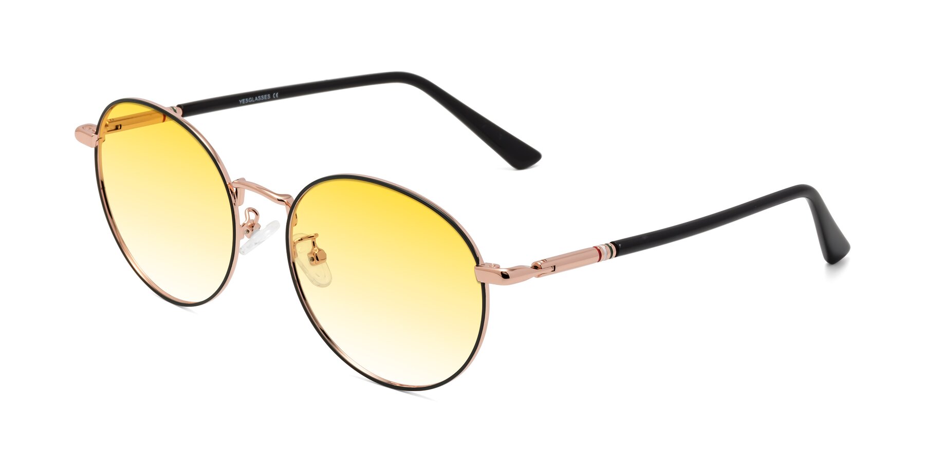 Angle of Talla in Charcoal Green-Rose Gold with Yellow Gradient Lenses