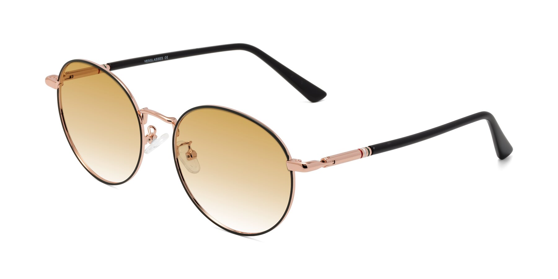 Angle of Talla in Charcoal Green-Rose Gold with Champagne Gradient Lenses