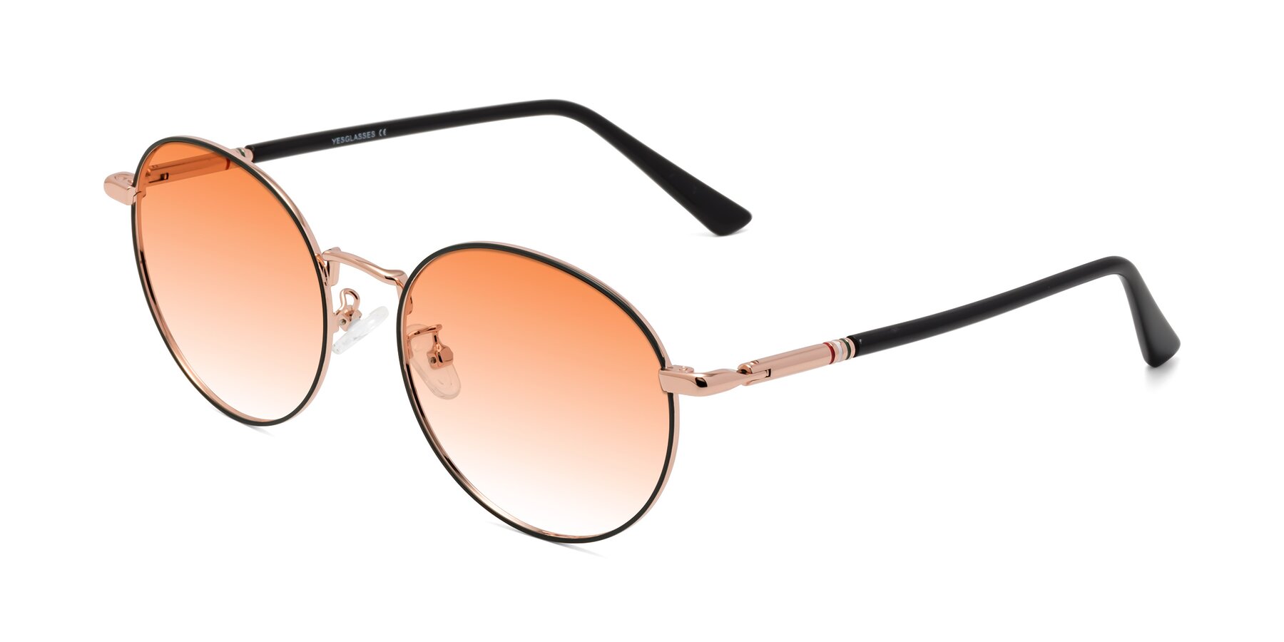 Angle of Talla in Charcoal Green-Rose Gold with Orange Gradient Lenses