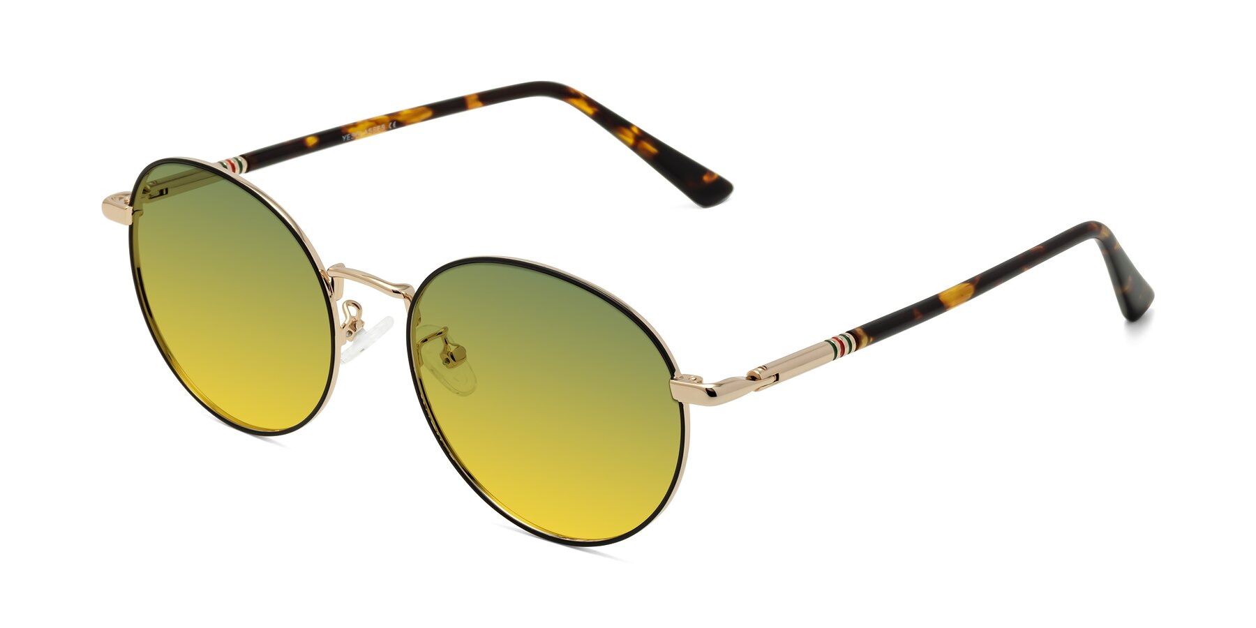 Angle of Talla in Charcoal Green-Rose Gold with Green / Yellow Gradient Lenses