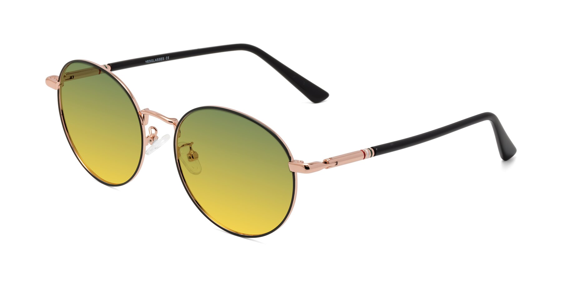 Angle of Talla in Charcoal Green-Rose Gold with Green / Yellow Gradient Lenses