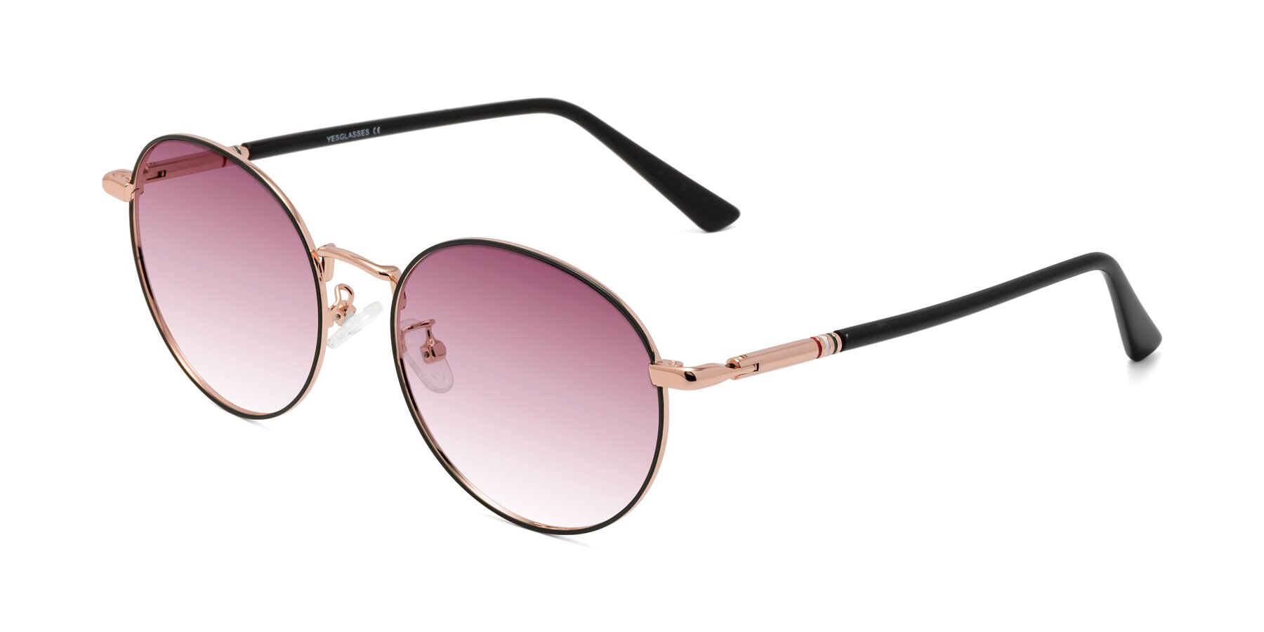 Angle of Talla in Charcoal Green-Rose Gold with Wine Gradient Lenses