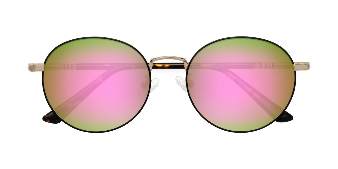 Talla - Charcoal Green / Rose Gold Flash Mirrored Sunglasses