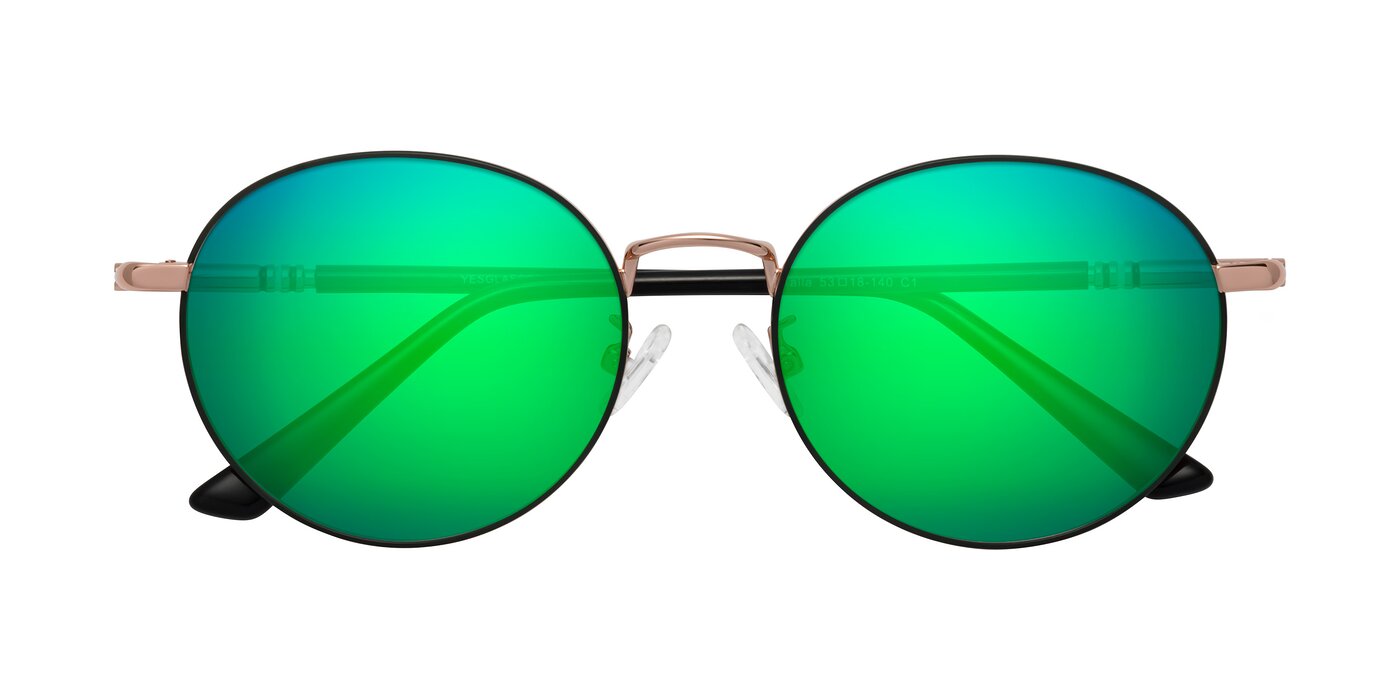 Talla - Charcoal Green / Rose Gold Flash Mirrored Sunglasses