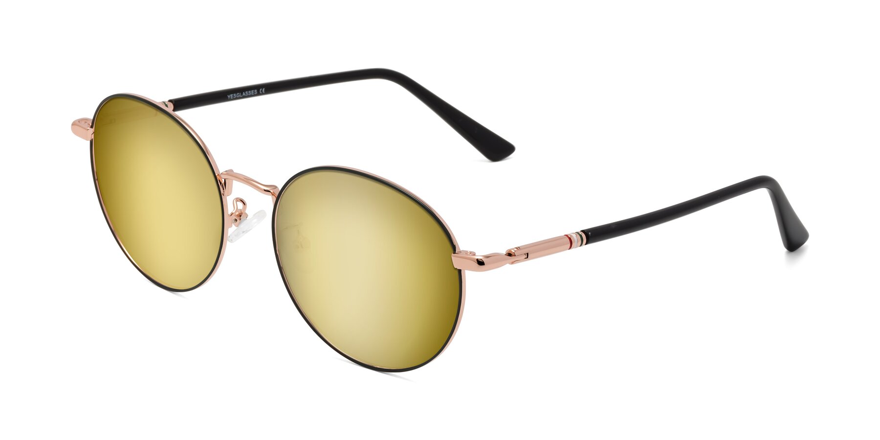 Angle of Talla in Charcoal Green-Rose Gold with Gold Mirrored Lenses