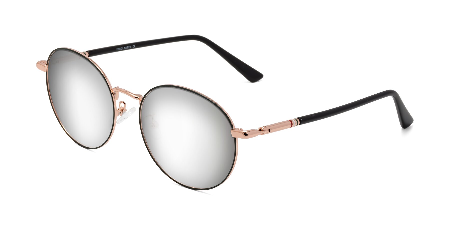 Angle of Talla in Charcoal Green-Rose Gold with Silver Mirrored Lenses