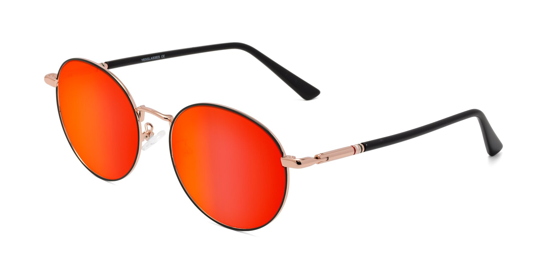 Angle of Talla in Charcoal Green-Rose Gold with Red Gold Mirrored Lenses