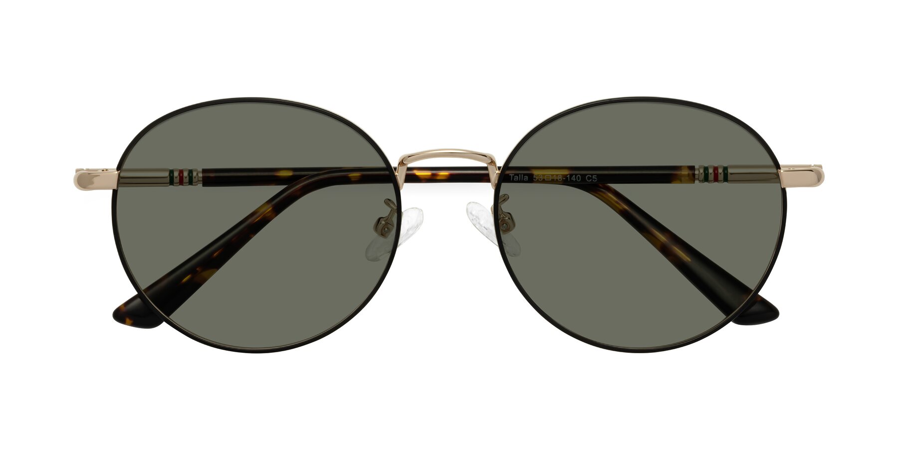 Folded Front of Talla in Charcoal Green-Rose Gold with Gray Polarized Lenses