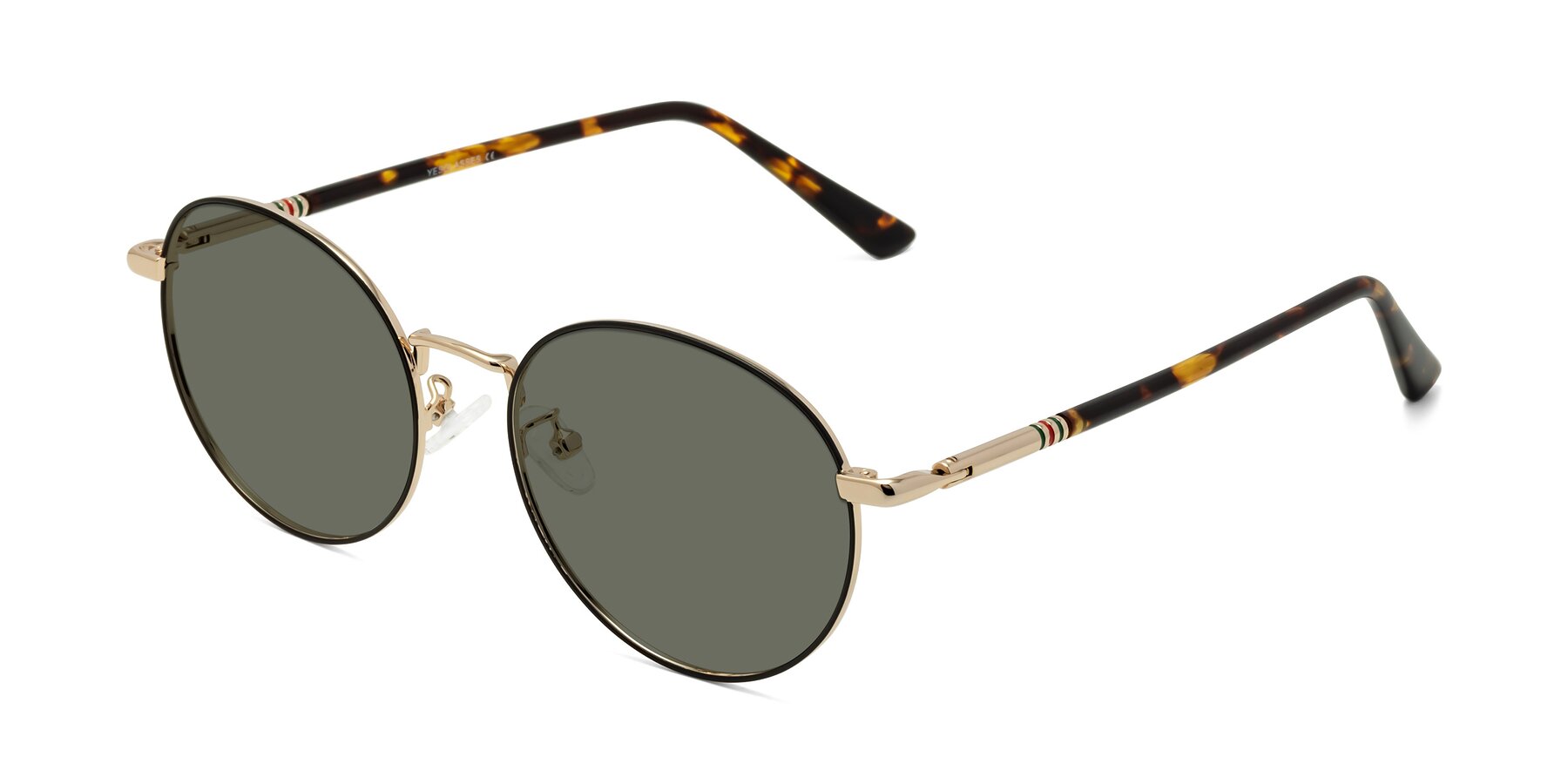 Angle of Talla in Charcoal Green-Rose Gold with Gray Polarized Lenses