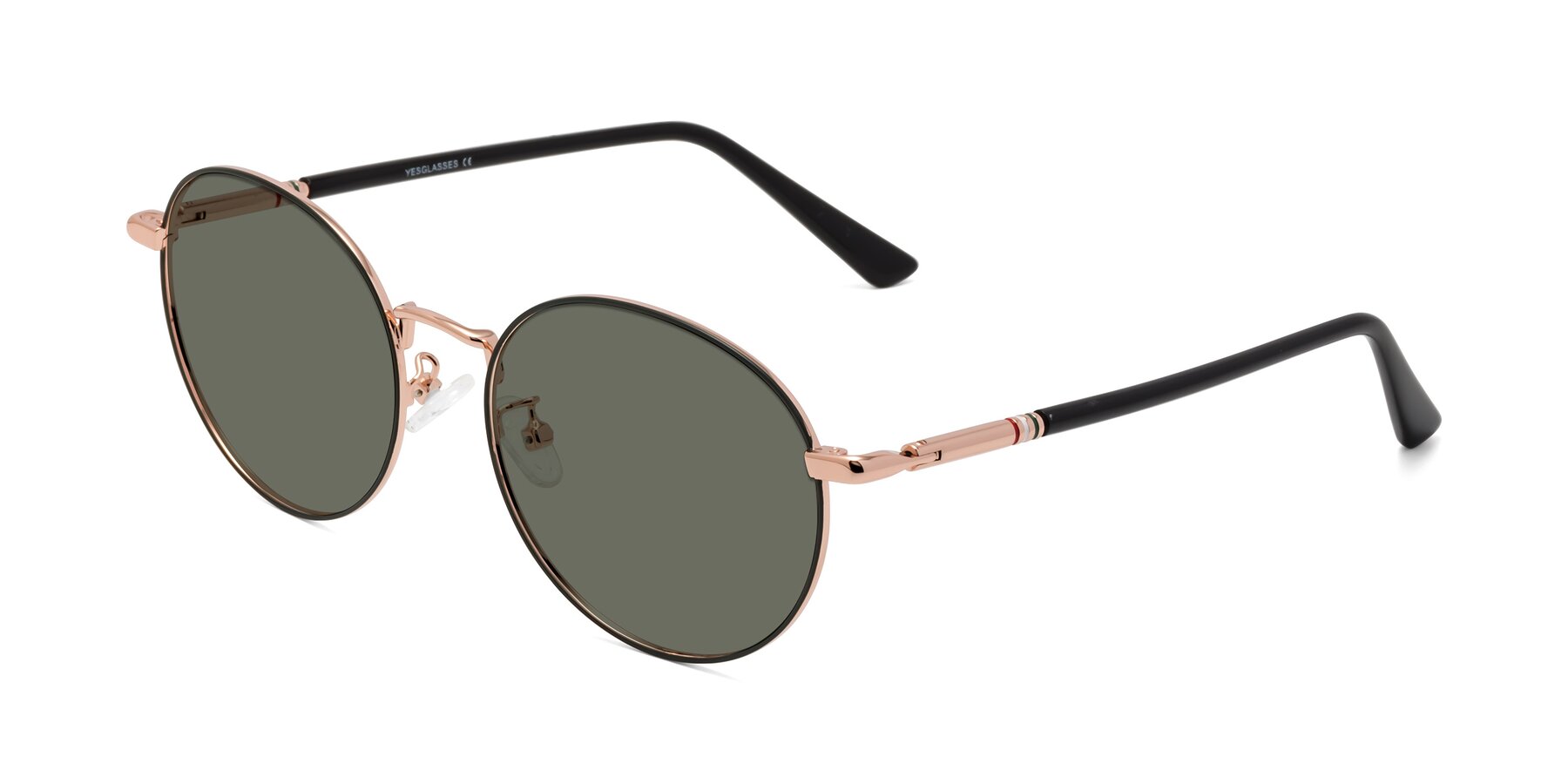 Angle of Talla in Charcoal Green-Rose Gold with Gray Polarized Lenses