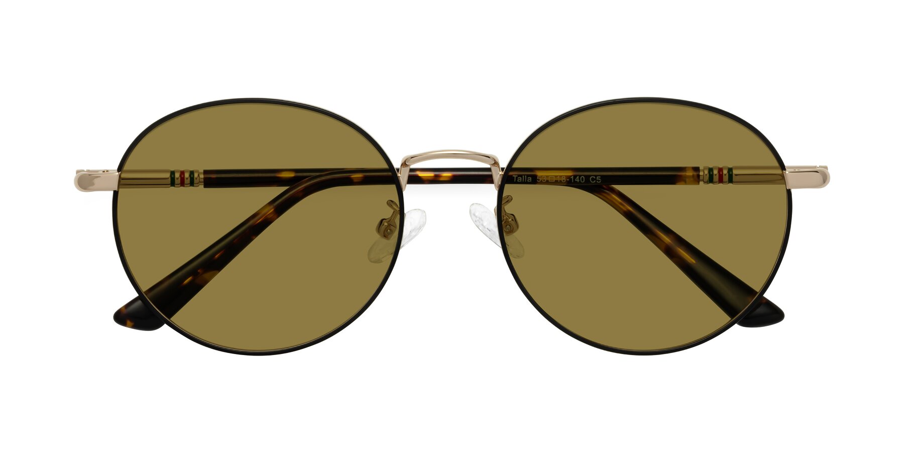 Folded Front of Talla in Charcoal Green-Rose Gold with Brown Polarized Lenses