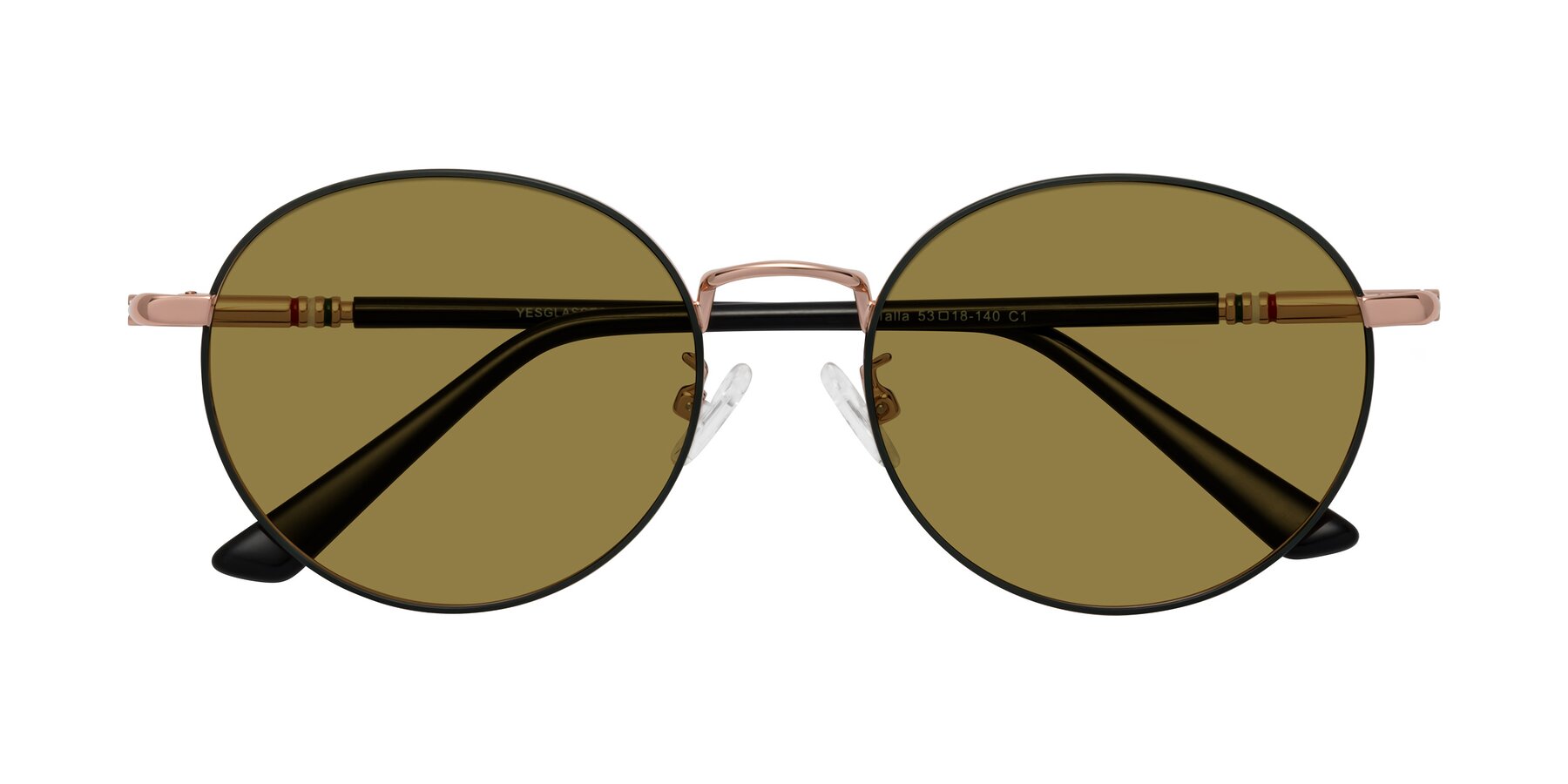 Folded Front of Talla in Charcoal Green-Rose Gold with Brown Polarized Lenses