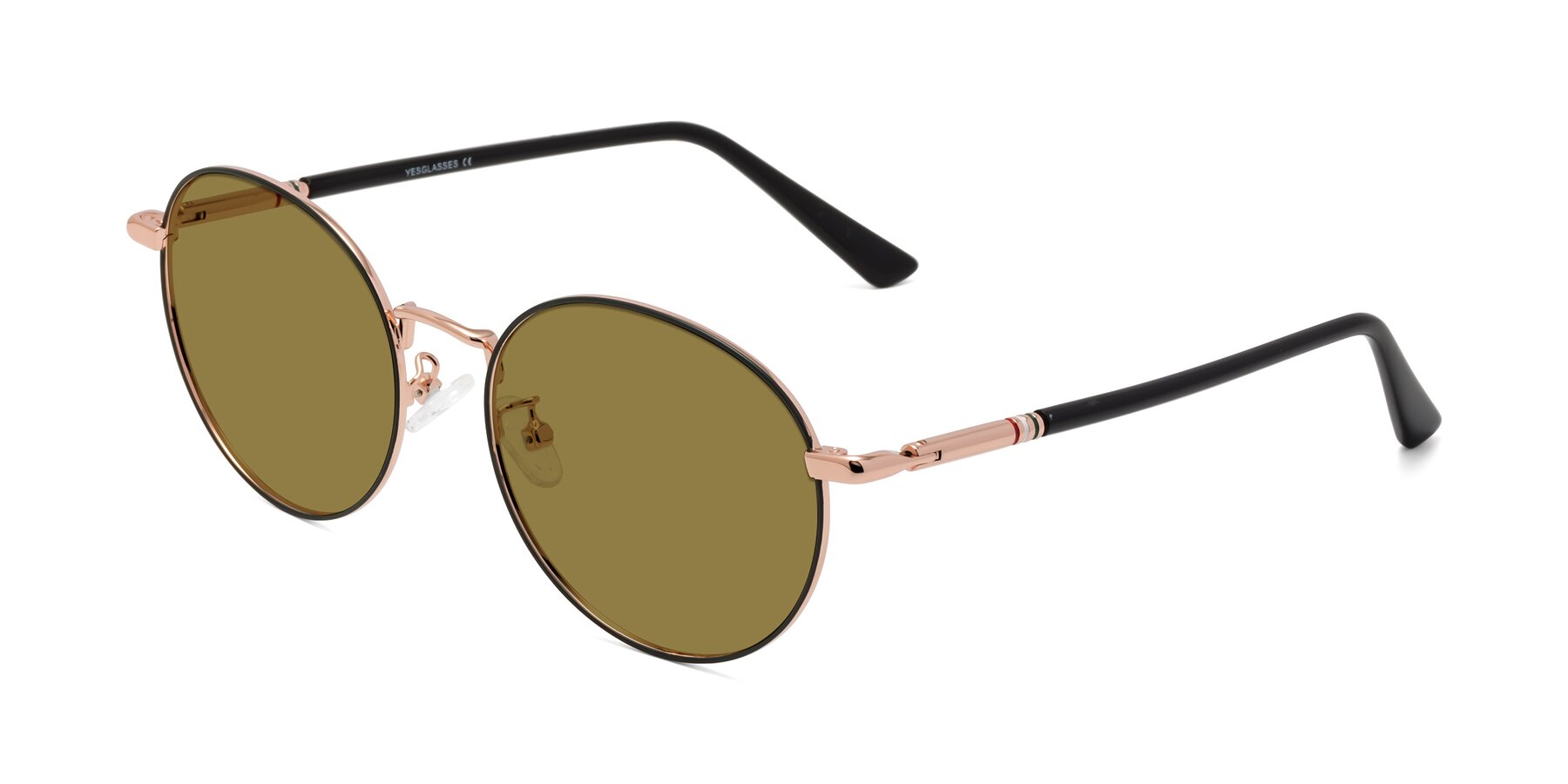 Angle of Talla in Charcoal Green-Rose Gold with Brown Polarized Lenses