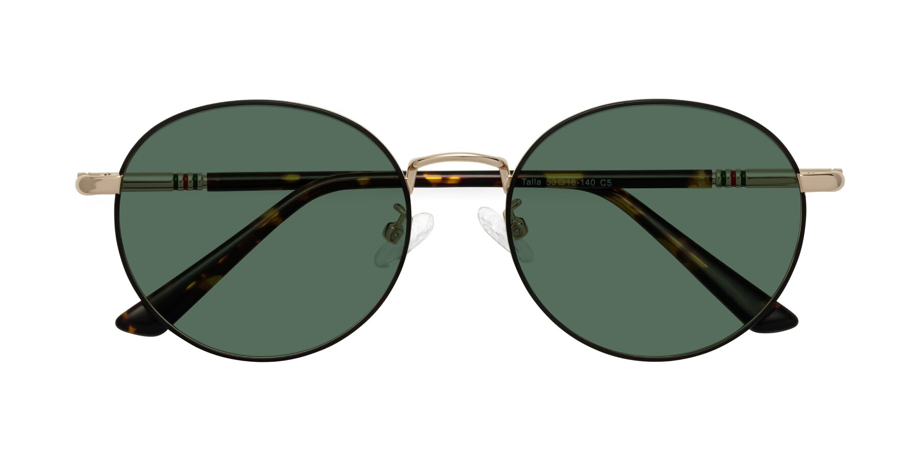 Folded Front of Talla in Charcoal Green-Rose Gold with Green Polarized Lenses